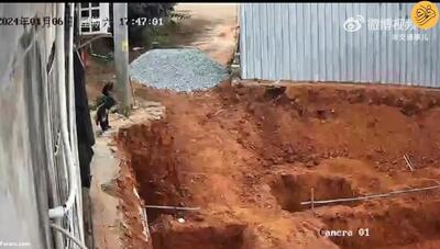 (ویدئو) سقوط یک کودک در محل گودبرداری ساخت‌وساز