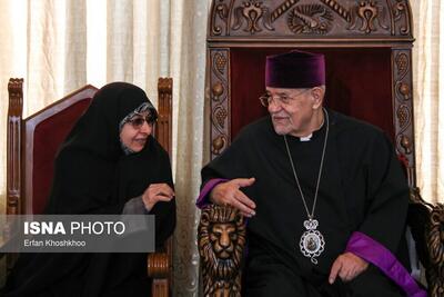 (تصاویر) دیدار نسیه خزعلی با اسقف اعظم ارامنه تهران