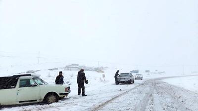 فیلم بارش  برف سنگین و کولاک در اردبیل