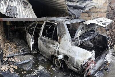 آتش سوزی هولناک مغازه مکانیکی در مریوان / خودروها جزغاله شدند