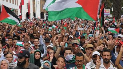 تظاهرات مراکشی‌ها با درخواست پایان دادن به عادی سازی روابط با رژیم صهیونیستی