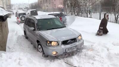 فیلم وحشتناک از بارش برف شدید در روسیه / شوکه می شوید