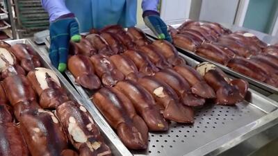 (ویدئو) فرآیند تولید سوسیس ماهی مرکب در کارخانه