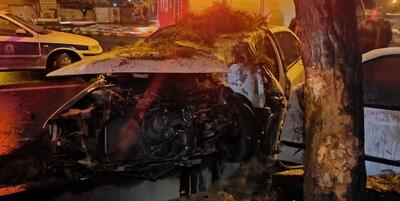 خبرگزاری فارس - متلاشی شدن یک خودروی سواری در اثر برخورد با درخت!