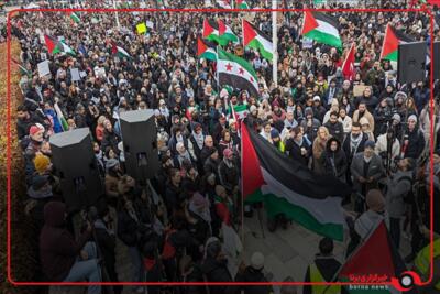 تظاهرات در حمایت از فلسطین و غزه در مقابل دیوان بین المللی دادگستری در لاهه