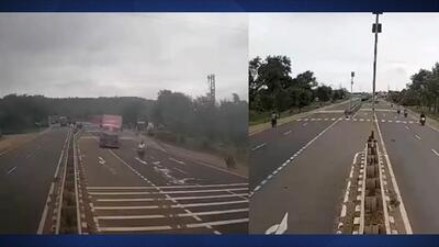 واژگونی یک کامیون برای جلوگیری از تصادف با موتورسیکلت (فیلم)