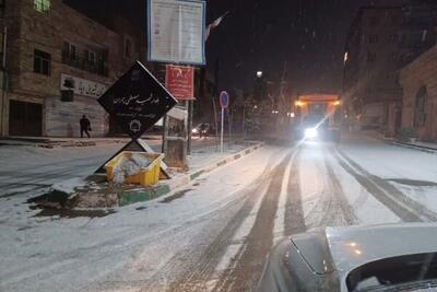 برف در محور سنقر به کرمانشاه و توصیه به رانندگان