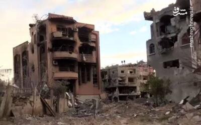 فیلم/ حجم گسترده ویرانی در منطقه التوأم در شمال غزه