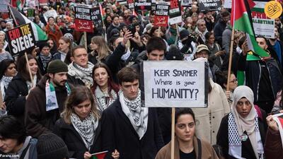 (تصاویر) تظاهرات بزرگ حمایت از غزه در پایتخت انگلیس
