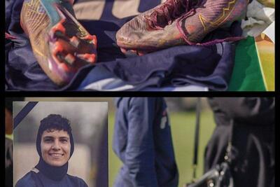 صحنه‌ای غم‌انگیز از وداع با ملیکا محمدی/ کفش‌هایی روی تابوت
