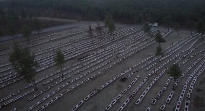 تصاویر هوایی از گورستان قربانیان زلزله 2023 ترکیه را ببینید/ یکسال گذشت (فیلم)