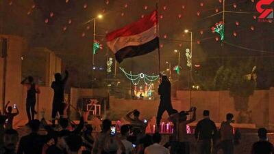 تظاهرات ضد آمریکایی در محل انفجار یک خودرو در شرق بغداد +فیلم