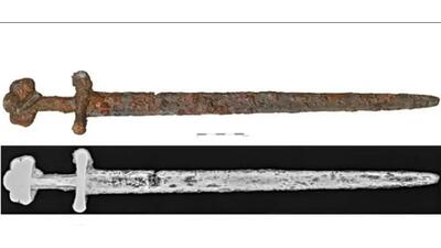 کشف شمشیر قرون وسطایی در وسط رودخانه + عکس و جزئیات