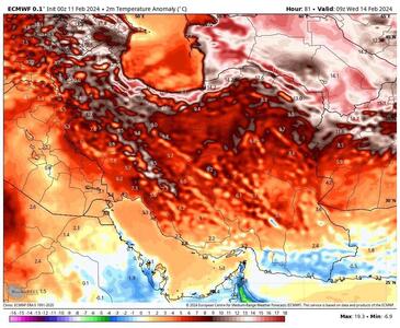 نقشه گرمای بی سابقه در زمستان 1402 ایران! + عکس
