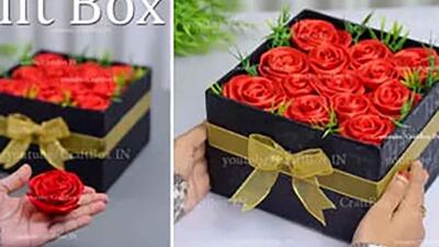 طرز ساخت جعبه پر از گل رز برای ولنتاین + فیلم