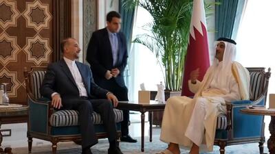 ببینید | ویدئویی از دیدار امیرعبداللهیان با امیر قطر