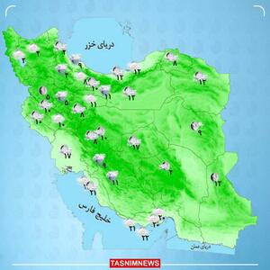 تداوم بارش‌ها در اکثر مناطق کشور به جز دو استان + نقشه هوای استان ها