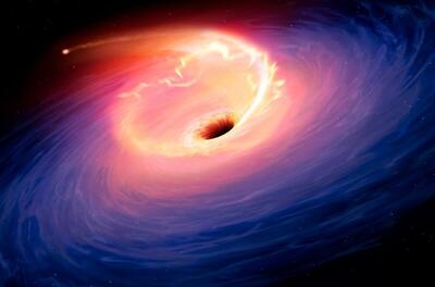 سیاهچاله غول‌پیکر در حال بلعیدن یک ستاره