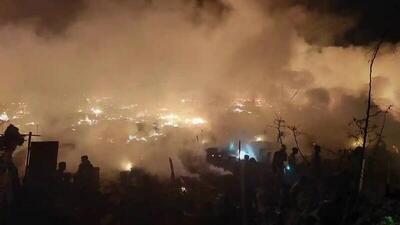 وقوع آتش‌سوزی مهیب در محله فقیرنشین هند + فیلم