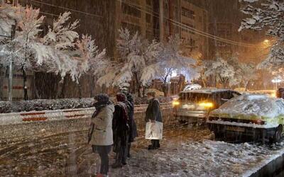 ببینید | تصاویری از بارش برف در شهر برزک کاشان در شب گذشته