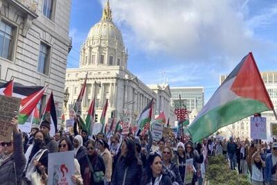 راهپیمایی گسترده در سان‌فرانسیسکو آمریکا برای حمایت از غزه