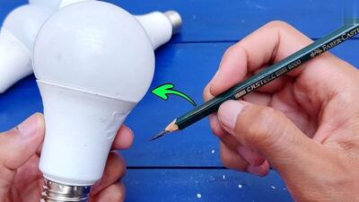 چگونه با مداد یک لامپ ال‌ای دی LED قدیمی را خیلی ساده تعمیر کنیم (فیلم)