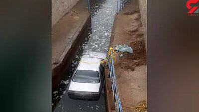 شیرجه عجیب یک خودروی سواری در کانال آب
