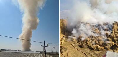 آتش سوزی گسترده در شرکت گاوداری در شهر خاکعلی مهار شد