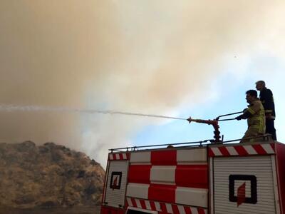 آتش‌سوزی در انبار علوفه یکی از گاوداری‌های بزرگ آبیک قزوین
