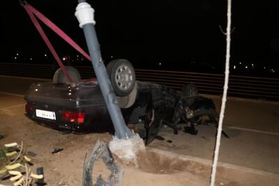 واژگونی  خودروی  سواری پژو پارس   درقزوین