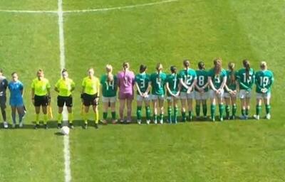 فیلم| واکنش بازیکنان تیم فوتبال زنان ایرلند هنگام پخش سرود اسرائیل