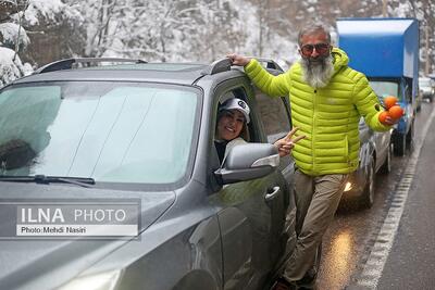 (تصاویر) جاده چالوس در یک روز برفی