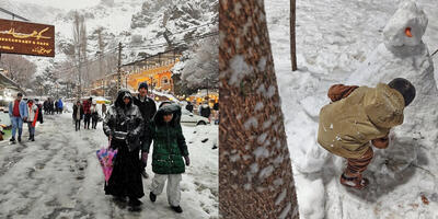 برف در شمال تهران ؛ از حس و حال طعم لبو و باقالی داغ در یک روز برفی تا آدم برفی ساختن کودکان