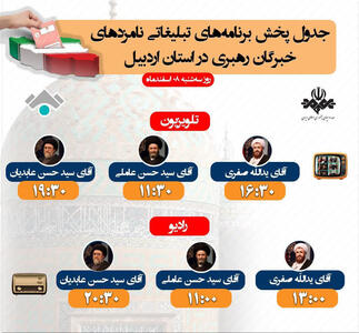 جدول پخش برنامه‌های شبکه انتخاباتی و تبلیغاتی داوطلبان انتخابات استان اردبیل