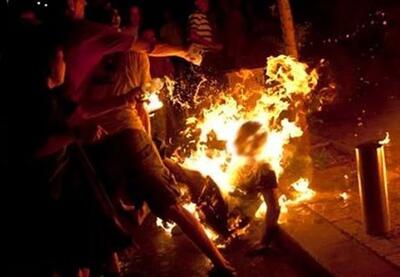 مرد تهرانی روی پل عابر پیاده خودش را درآتش سوزاند