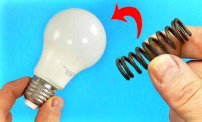 نحوه تعمیر لامپ ال‌ای دی LED با فنر به سبک برقکار کانادایی (فیلم)