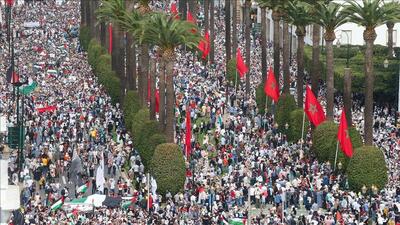 ۱۰۰ تظاهرات در ۴۸ شهر مراکش در حمایت از غزه