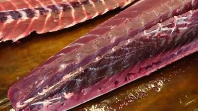 (ویدئو) فرآیند برش ماهی تن 300 کیلویی برای تهیه ساشیمی توسط سرآشپز تایوانی