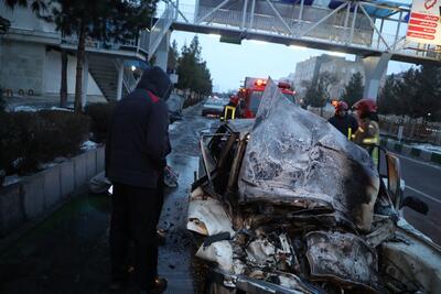 مرگ دلخراش سرنشین خودروی پیکان میان شعله های آتش در مشهد
