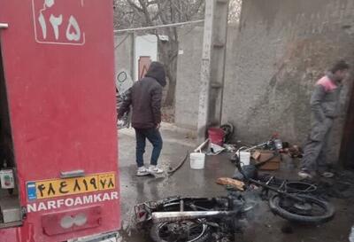 حریق تعمیرگاه موتورسیکلت در «سیمین دشت» فیروزکوه اطفا شد