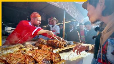 (ویدئو) غذای خیابانی محبوب در مراکش؛ از دل و جگر تا یک کیلومتر روده کبابی