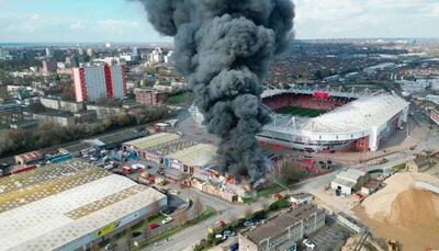 (ویدیو) آتش سوزی خطرناک دلیل لغو یک بازی در انگلیس