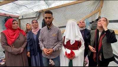 عکس| یک عروسی متفاوت که در چادر برگزار شد!