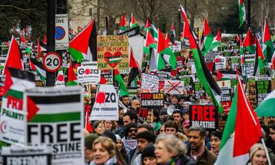 «نه» به سکوت در برابر جنایات اسرائیل/حامیان فلسطین در لندن بار دیگر حماسه آفریدند