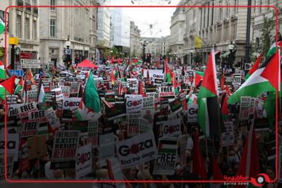 تجمع هزاران نفر در پایتخت انگلیس در حمایت از فلسطین