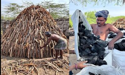 (ویدئو) روش تولید زغال به صورت سنتی در روستا‌های هند