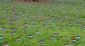 نصب ۱۳ هزار پرچم فلسطین در آمریکا + فیلم