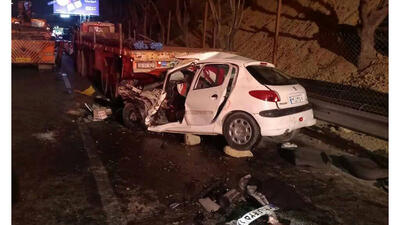 3 عکس از هولناک ترین تصادف مرگبار پژو 206 با تریلر در بزرگراه همت / خودرو مچاله شد