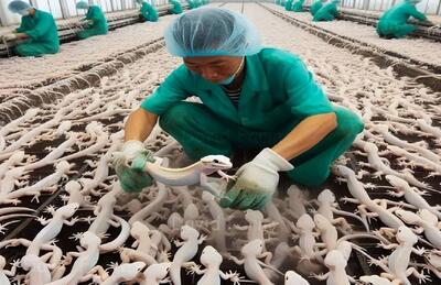 فرآیند پرورش میلیون‌ها مارمولک توسط چینی‌ها برای گوشت بیشتر (فیلم)