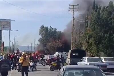 پهپاد اسرائیلی یک خودرو در شهر صور لبنان را هدف قرار داد+ فیلم